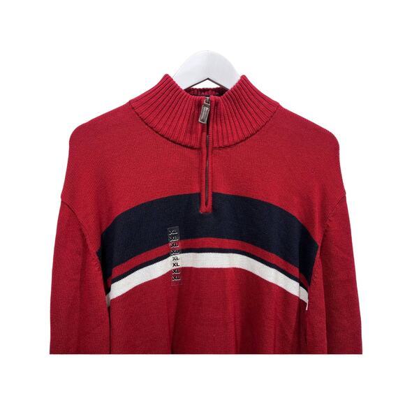 Oliver & Burke Mens Size XL Pullover 1/4 Zip Mock Neck Knit Red Sweater NEW - Picture 4 of 11